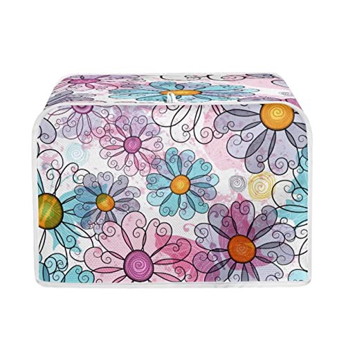 STUOARTE Flowers Print Toaster Cover 4 Slice, Toaster Covers Kitchen Small Appliance Dust Cover Bag Bread Maker Cover Machine Protective Cover 4 Slice Bread Toaster Cover