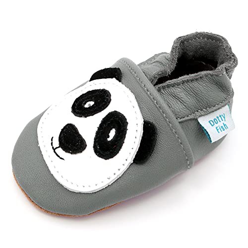 Dotty Fish Soft Leather Baby Shoes for Boys. Toddler Shoes. Non Slip. Animal Designs for Boys and Girls. 0-6 Months - 4-5 Years