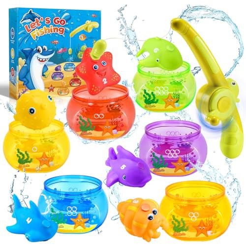 Bath Toys Baby, Montessori Toys for 1-4 Year Old Boys Girl Fishing Game Water Pool Toys Garden Toys Toddler Toys Age 1-4 Year Old Boy Girls Gifts Early Development & Activity Toys