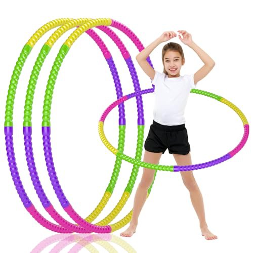 3Pcs Plastic Colorful Hoop - Kids Toys Adjustable Weight & Size and Detachable Hoop for Indoor Outdoor Activities Gymnastic Classroom Sports Party Games, Kids Fitness & Dance & Exercise Hoop Gifts