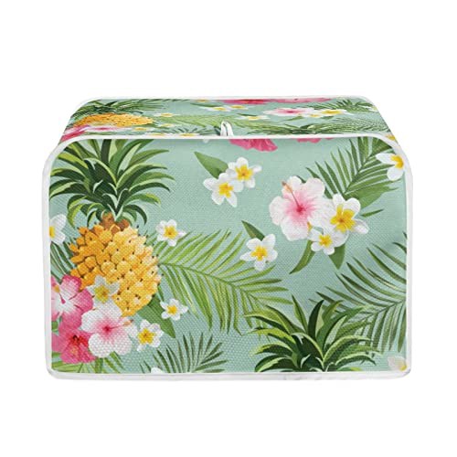 STUOARTE Universal Size Pineapple Hibiscus Toaster Cover 4 Slice Toaster Cover Bread Machine Accessories Cover Washable Toaster Accessories Appliance Bags Dustproof, Green