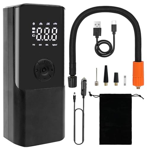 Tyre Inflator, Portable Car Tyre Inflator Air Compressor, 150PSI USB Rechargeable Car Tyre Pump Digital Cordless Tyre Inflator with LED Light for Car Motorcycle Ball 