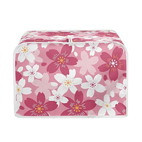 STUOARTE Cherry Blossoms Print Toaster Cover, Kitchen Small Appliance Cover Universal Size Toaster Cover for 4 Slice Toaster and Dust & Fingerprint Protection, Pink