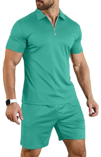 KUYIGO Men's Summer Polo Shirt & Shorts 2-Piece Set Tracksuit Clothing Fashion Casual Loungewear Sets