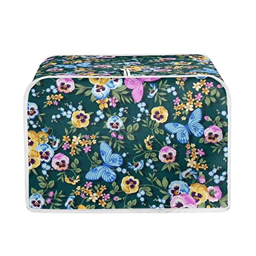 STUOARTE 4 Slice Slot Toaster Cover Flowers Butterfly Print Bread Toaster Cover Bakeware Protector Bread Toaster Oven Cloth Cover Dust Protection Washable Kitchen Appliance Cover
