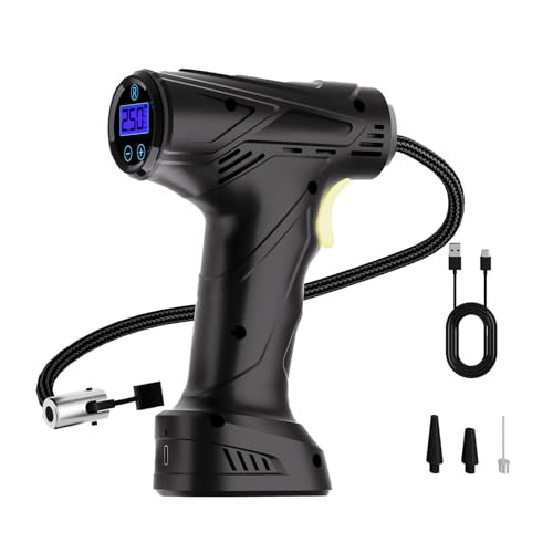 Tyre Inflator Portable Air Compressor, Cordless Electric Air Pump with Digital Pressure Gauge, 