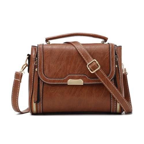 EVEOUT Crossbody Bag for Women Small Leather Shoulder Bags with Handle Vintage Square Handbag Fashion Messenger Bag
