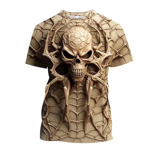 Men's T-Shirt 3D Print Graphic Funny T-Shirt with Skull Print Short Sleeve Novelty Tee Crew Neck Fashionable Shirts Regular Fit Casual Shirt for Men Casual Top Casual Soft Streetwear