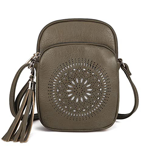 GLITZALL Cross Body Bag, Small Shoulder Bags with Multi Pocket, Tassel Satchel Purse Hollow out, Ladies Phone Bags Fashion
