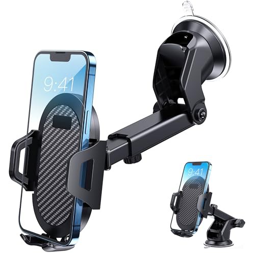 LOLBIU Car Phone Holder[Military-Grade Suction] 4 in 1 Mobile Phone Holder for Car 360°Rotation Dashboard Windscreen Air Vent Phone mount for Car Fit All iPhone & Smartphones