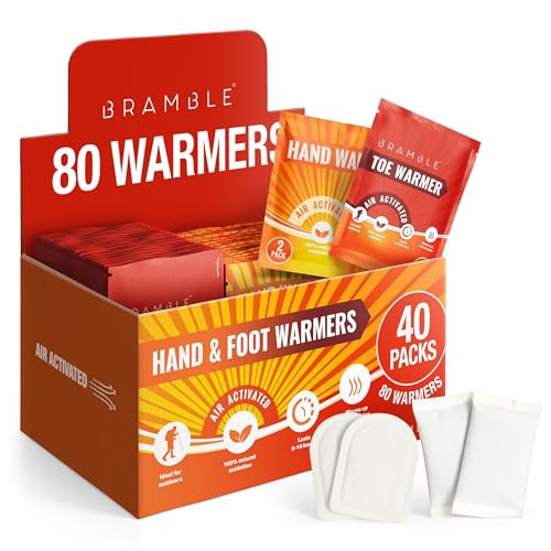 BRAMBLE 80-Pack Warmers - 40 Hand Warmers & 40 Foot Warmers - Long-Lasting Heat Packs 