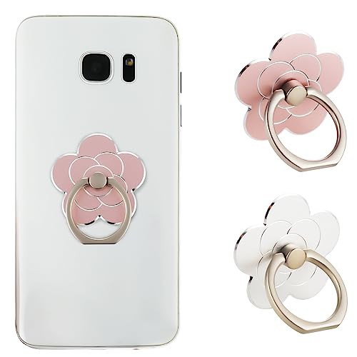 Sibba 2pcs Phone Ring Holder Kickstand Cellphone Flower Finger Ring Grips Stand Metal Universal Accessories Compatible with Smartphone, Mobile Phones, Phone case 