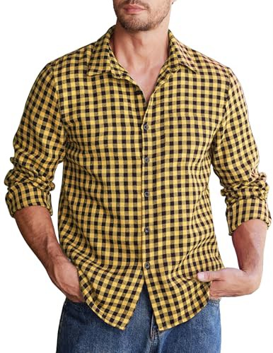 COOFANDY Men's Plaid Shirts Long Sleeve Regular fit Flannel Shirt Button Down Casual Checked Outdoor Shirts for Men