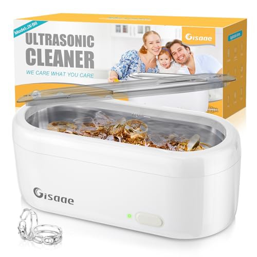 Gisaae Ultrasonic Cleaner, 47KHz Portable Ultrasonic Jewellery Cleaner, 360ML Glasses Cleaner Machine, Sonic Cleaner Clean Pod for Silver Jewellery Necklace, Rings, Watch Band, Retainer, Denture