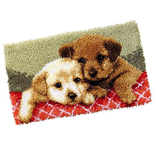 ZMURED Latch Hook Kit，Latch Hook Rug Kits for Adults Kids ，Embroidery Kit, DIY Crochet Yarn Floor Cushion Crochet Large Hook for Home Decoration（Dog）