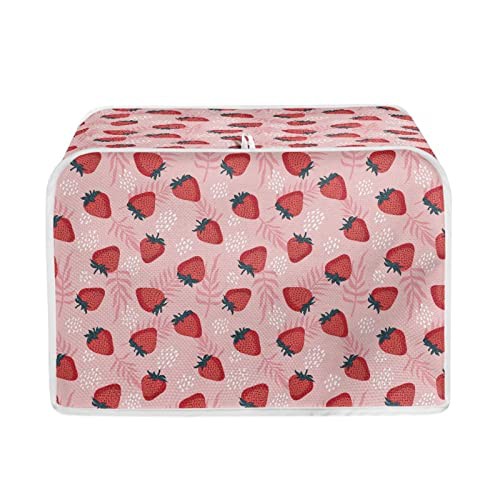 STUOARTE Strawberry Print Cute Toaster Covers 2 Slice Wide Slot Fingerprint Protection Kitchen Small Appliances Toaster Cover Dustproof Universal Size Cover Small