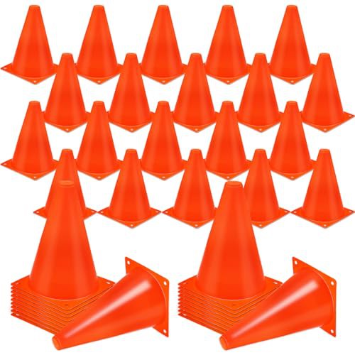 40 Pieces Small Cones for Sports 7 Inch Football Cones Bike Obstacle Training Cone Plastic Traffic Cone Agility Cones for Sports Skating Indoor Outdoor Activity Construction Party