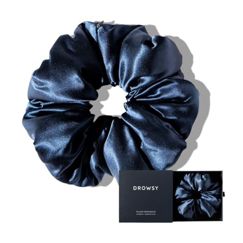 Drowsy Luxury XXL Pillow Silk Scrunchies - Premium Hair Tie - Beauty Accessories to Protect Hair Health, Reduce Breakages, Maintain Moisture - Oversized - for All Hair Types 