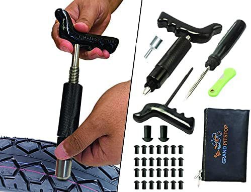 GRAND PITSTOP 36 Pcs Tubeless Tire Puncture Repair Kit with Mushroom Plug for Tyre Punctures and Flats on Cars, Motorcycles, ATV, Trucks & Tractors 