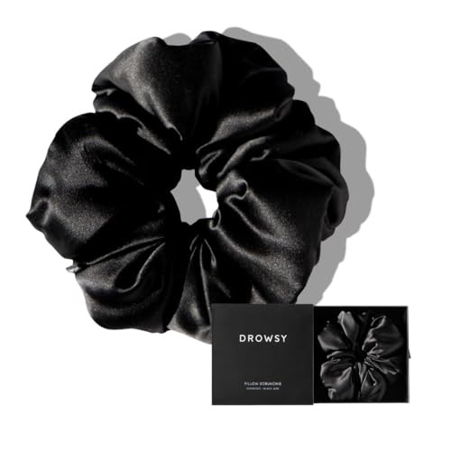 Drowsy Luxury XXL Pillow Silk Scrunchies - Premium Hair Tie - Beauty Accessories to Protect Hair Health, Reduce Breakages, Maintain Moisture - Oversized - for All Hair Types 