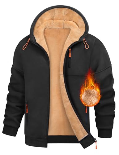 Nadeer Men's Hoodies Winter Warm Zip Up Jacket Casual Fleece Sweatshirt with Pockets Long Sleeve Pullover Sportswear