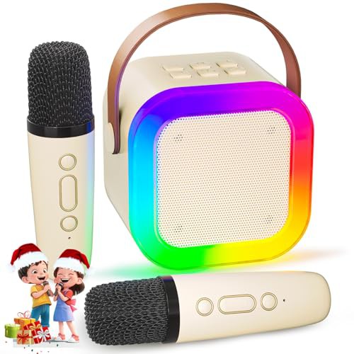 IROO Karaoke Machine for Kids with 2 Microphone, Birthday Gifts for Girls Toys Age 3-15 Years Old Girls Gifts Kids Microphone Toys Portable Kids Karaoke Machines with LED Party Lights 
