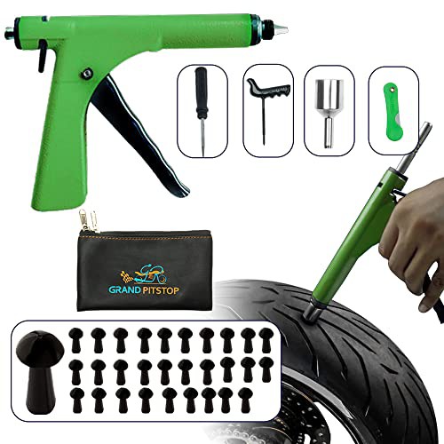 GRAND PITSTOP 36 Pcs Tubeless Tire Gun Puncture Repair Kit with Mushroom Plug for Tyre Punctures and Flats on Cars, Motorcycles, ATV, Trucks & Tractors 
