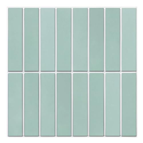 Commomy 10 Pcs 3D Peel and Stick on Wall Tiles,11'8 x 11'8 Matte UrltraLight PVC Vertical Self Adhesive Stick on Tiles for Kitchen Backsplash, Bathroom, Living Room, Bedroom, RV
