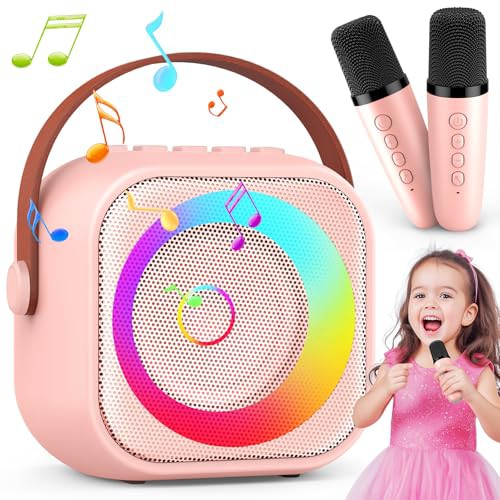 3-12 Year Old Girls Gifts, Karaoke Machine 2 Microphones Kids Girls Birthday Presents Girls Toys Kids Toys Age 3-9 Gifts for 3-12 Year Olds Girls Toys for 3-9 Year Old Christmas Xmas Gifts for Kids