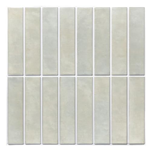 Commomy 10 Pcs 3D Self Adhesive Wall Tiles,11'8 x 11'8 Matte UrltraLight PVC Vertical Peel and Stick on Tiles for Kitchen Backsplash, Bathroom, Living Room, Bedroom, RV