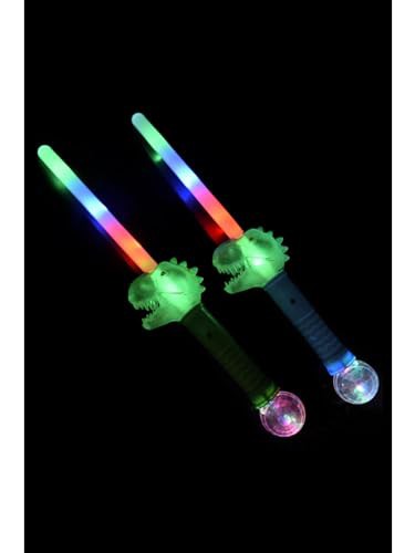 Smiffys LED Light Up Dinosaur Wand Batteries Included, 38cm, Leisure Products Fancy Dress, Child Dress Up Jokes & Novelties