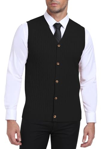 PCEAIIH Men's Gilets Knit Sweater Vest V Neck Sleeveless Cardigan Top with Buttons Classic Business Gentleman Knitwear