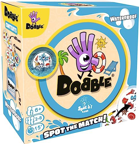 Asmodee | Dobble Waterproof | Card Game | Ages 6+ | 2-8 Players | 15 Minutes Playing Time