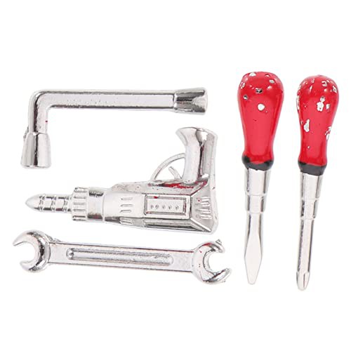 FOYTOKI 5pcs Dollhouse Tools Girls Birthday Cake Decoration Mini Maintenance Tool Furniture Metal Doll Tools Pretend Toy Home Decor Small House Decor Household Alloy Props Ob11