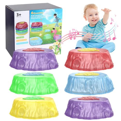 Stepping Stones Kids Interactive Sensory Toys Light up Stepping Musical Stones Balance Board for Outdoor Play Equipment Obstacle Course, Christmas Children Gifts 
