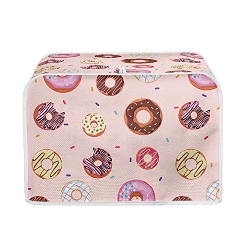 STUOARTE Universal Size 4 Slice Toaster Cover, Dount Print Cute Toaster Appliance Dust-proof Cover For Kitchen Small Appliance Dust Cover and Fingerprint Protection, Machine Washable, Pink
