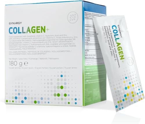 Synergy Worldwide Collagen+ 30 doses | 5810mg Collagen with Vitamin C, Hyaluronic Acid, and Zinc | Supports Skin, Hair, Nail, and Joint Health | Flavourless | 180g