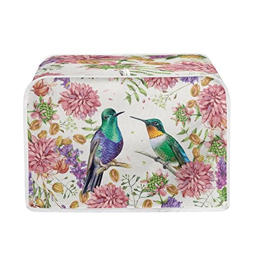 STUOARTE Hummingbird Flowers Toaster Storage Bag,Washable Dustproof Small Applican Cover Universal Size Compatible with Most 2-slice Toasters Home Kitchen Decor