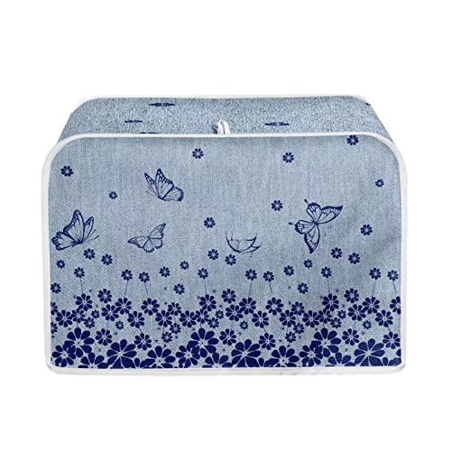 STUOARTE Flower Butterfly Toaster Cover 4 Slice,Toaster Covers Bread Maker Cover,Kitchen Small Appliance Covers,Microwave Toaster Oven Cover for Most Standard 4 Slice Toasters Kitchen Accessories