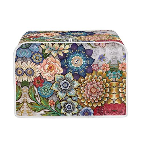 STUOARTE Mandala Flowers Toaster Cover, Bread Maker Cover, Microwave Oven Cover Bread Machine Toaster Cover for 2 Slice Toaster and Dust & Fingerprint Protection Small Appliance Cover