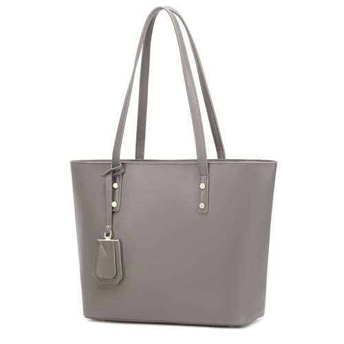 MORGLOVE Women's Handbags Soft Faux Leather Large Tote Bags Large Capacity Ladies School Work Bags with Zip Grey