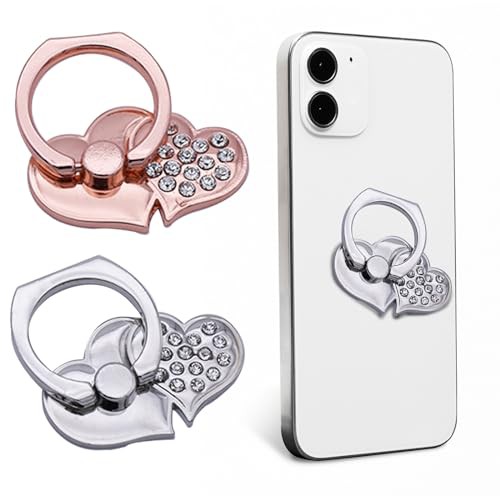 2pcs Heart-Shaped Phone Ring Holder Grips, Mobile Phone Accessories for Smartphone, Universal Phone Grip Holder for Back of Phone, Ring Holder for Phone Case 