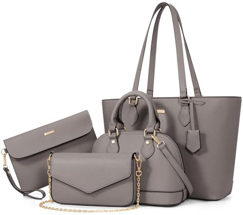 Bagsure Handbag Set, Handbags for Women,Top-handle Bags Tote Bag 4 pcs, Fashion Purse Sets Women's Handbags The Tote Bag Handbags Sets