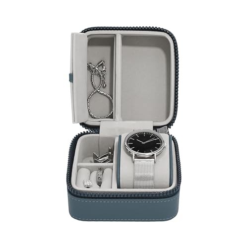 Stackers Blue Canvas Watch & Jewellery Box