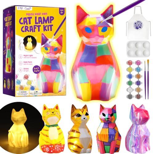 DIY-LAOESE Paint Your Own Cat Lamp Kit, Art Supplies Arts & Crafts Kit, Painting kit for Kids 6-12, Arts and Crafts for Kids Ages 8-12, Toys Girls Boy Birthday Gift Ages 6 7 8 9 10 11 12+