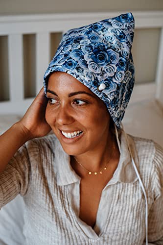 Orchard Howse Blue Roses Heat Cap for Deep Conditioning | 10 Heat Settings | Hair Steamer for Afro Hair | Portable & Stylish | Promotes Hair Growth & Strength | Suitable for All Hair Types |