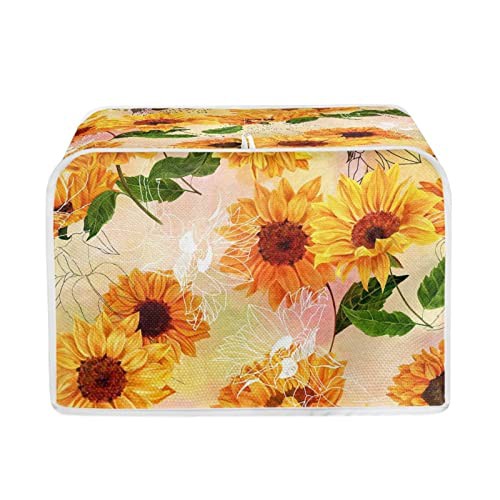 STUOARTE Sunflowers Print Toaster Cover 2 Slice Bread Maker Cover Universal Size Dustproof Washable Bread Machine Accessories Kitchen Appliance Toaster Covers Machine Washable