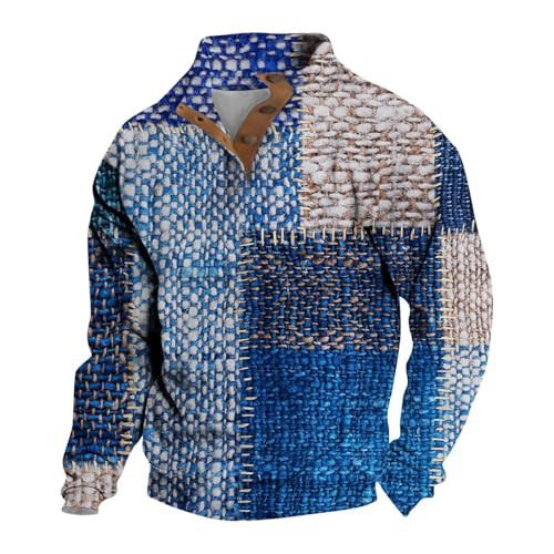 Men's Sweatshirts Quarter Zip Sweatshirt Long Sleeve Jumpers For Mens Casual Pullover Waffle Pullover with Pocket,Green Sweatshirt,Men'S Xxl Gym Tops