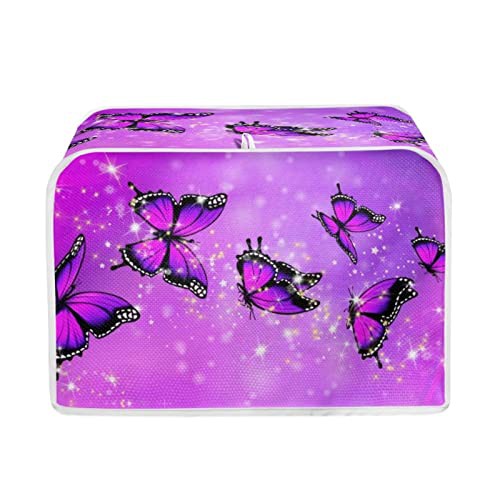 STUOARTE Pink Butterfly Toaster Cover 4 Slice, Dustproof Bread Maker Cover Kitchen Decor, Cute Microwave Toaster Oven Cover for 4 Slice Toasters, Small Appliance Cover Bread Machine Accessories