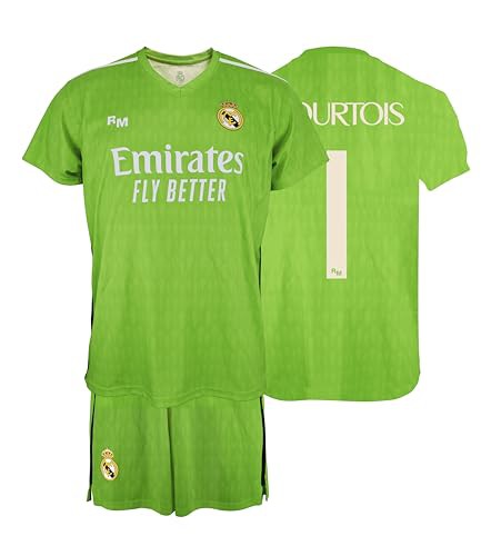 Real Madrid 1 COURTOIS Goalkeeper Jersey and Pants Set - Official Licensed Product - Child, green, 14 Years